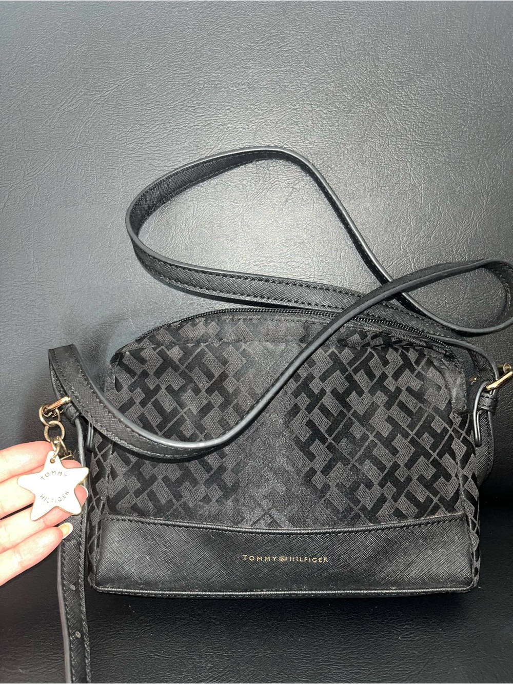 Tommy Hilfiger Black Signature Logo Crossbody Bag